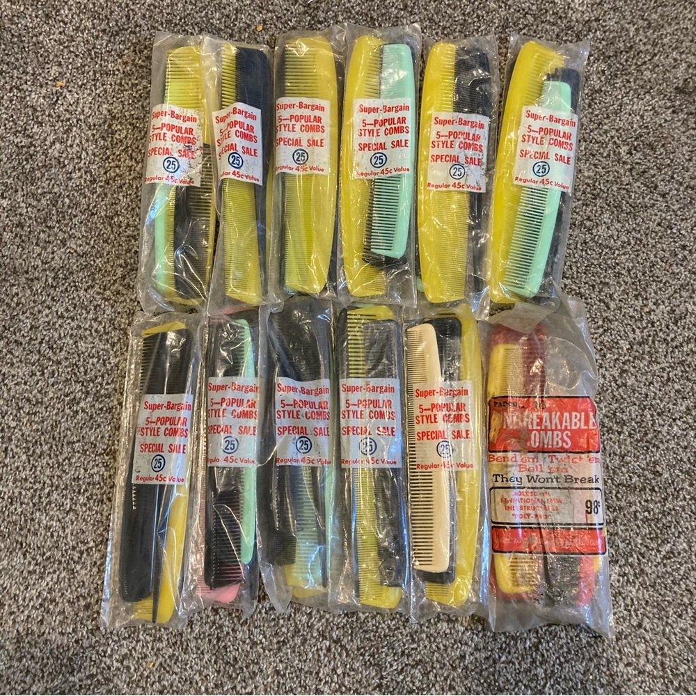 Huge Lot of 65 Vintage Combs - 1960s/1970s - New Old Stock (NOS)